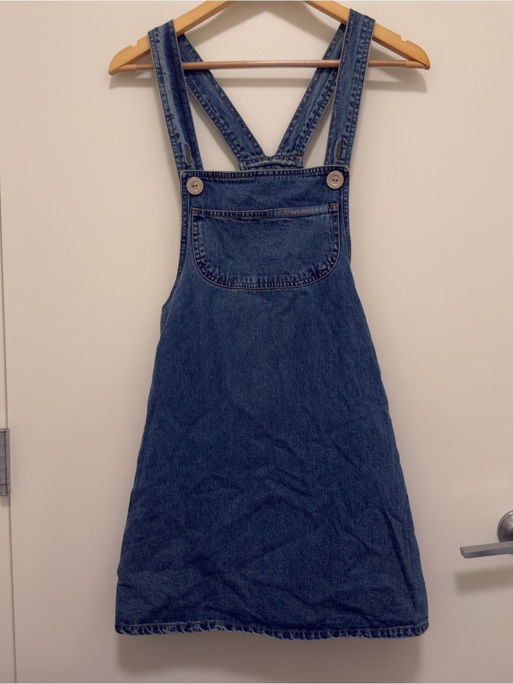 Vintage 1990s Denim Pinafore Dress Jumper Size Medium M Squeeze New York Jumper - Picture 1 of 4